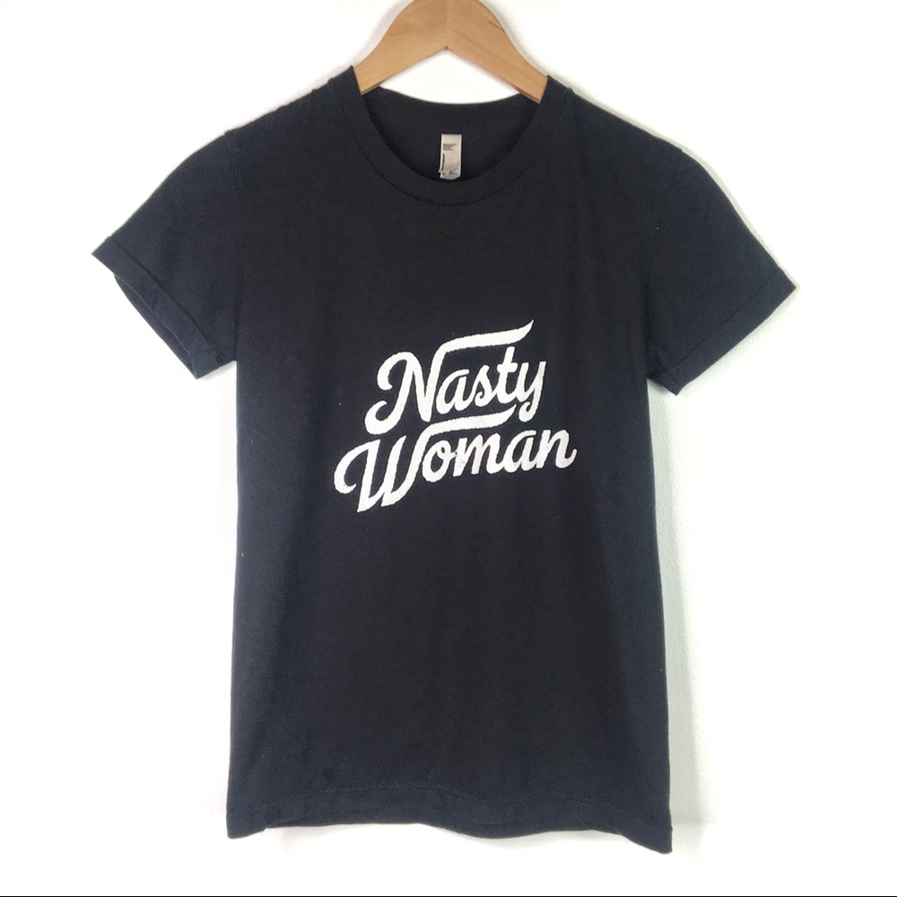 AMERICAN APPEAL Nasty Woman Black & White T-shirt Women's Size Medium